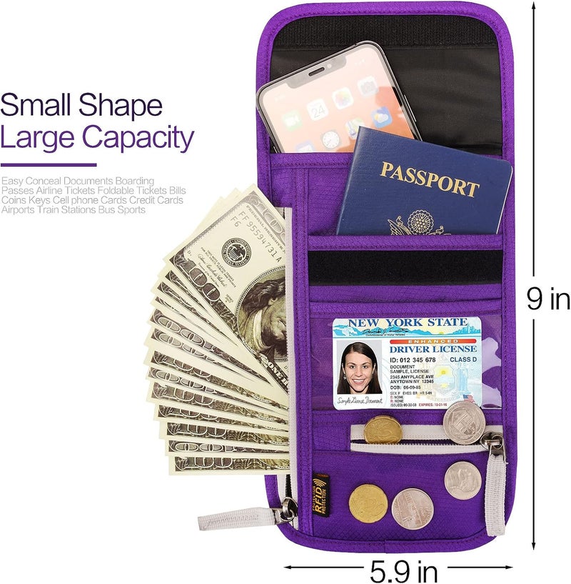 Arouselove Neck Wallet Lightweight RFID Blocking Waterproof Travel Pouch for Women Men - Image 2